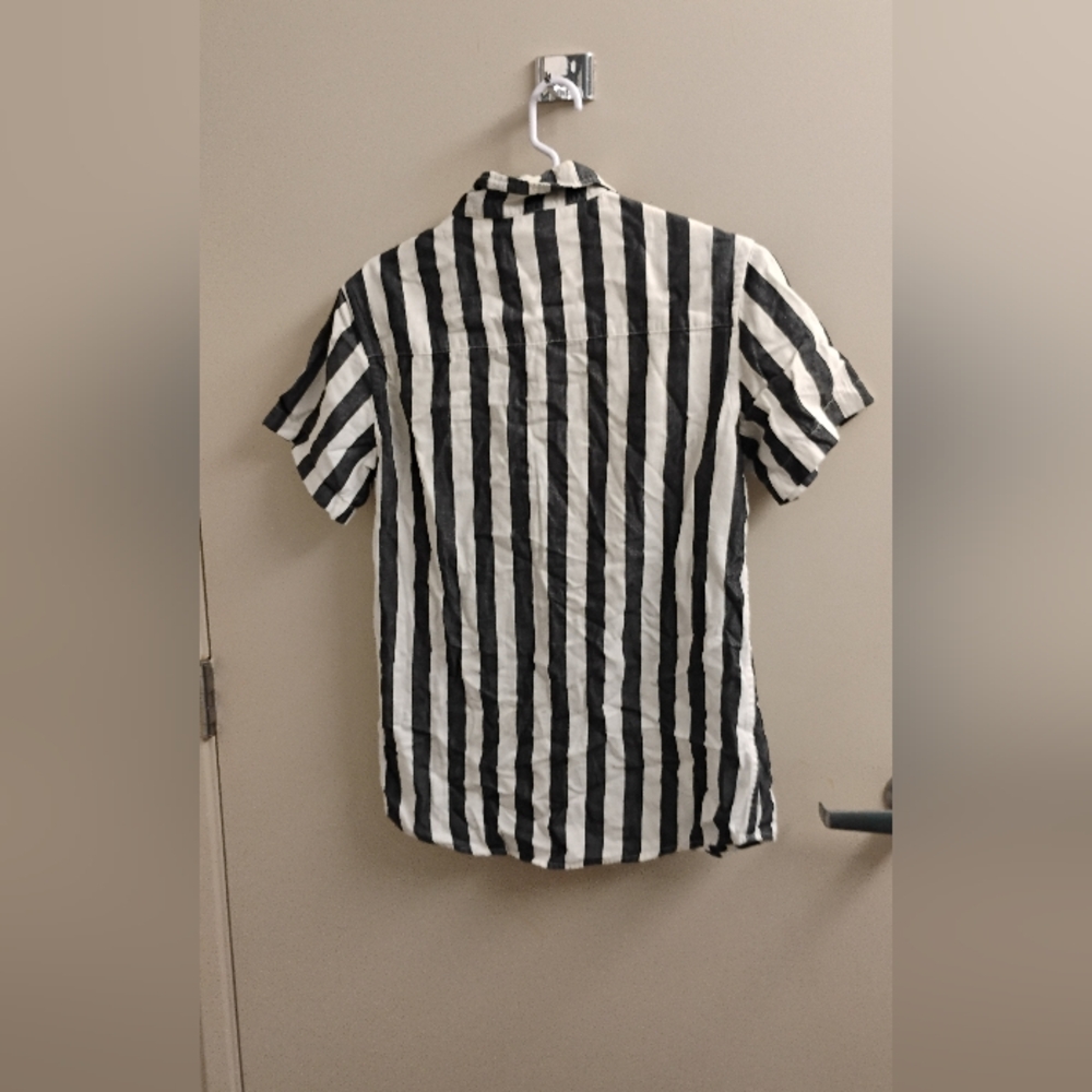 Saturdays New York City Striped Linen Cotton Short Sleeve Button Down Shirt - Picture 5 of 5